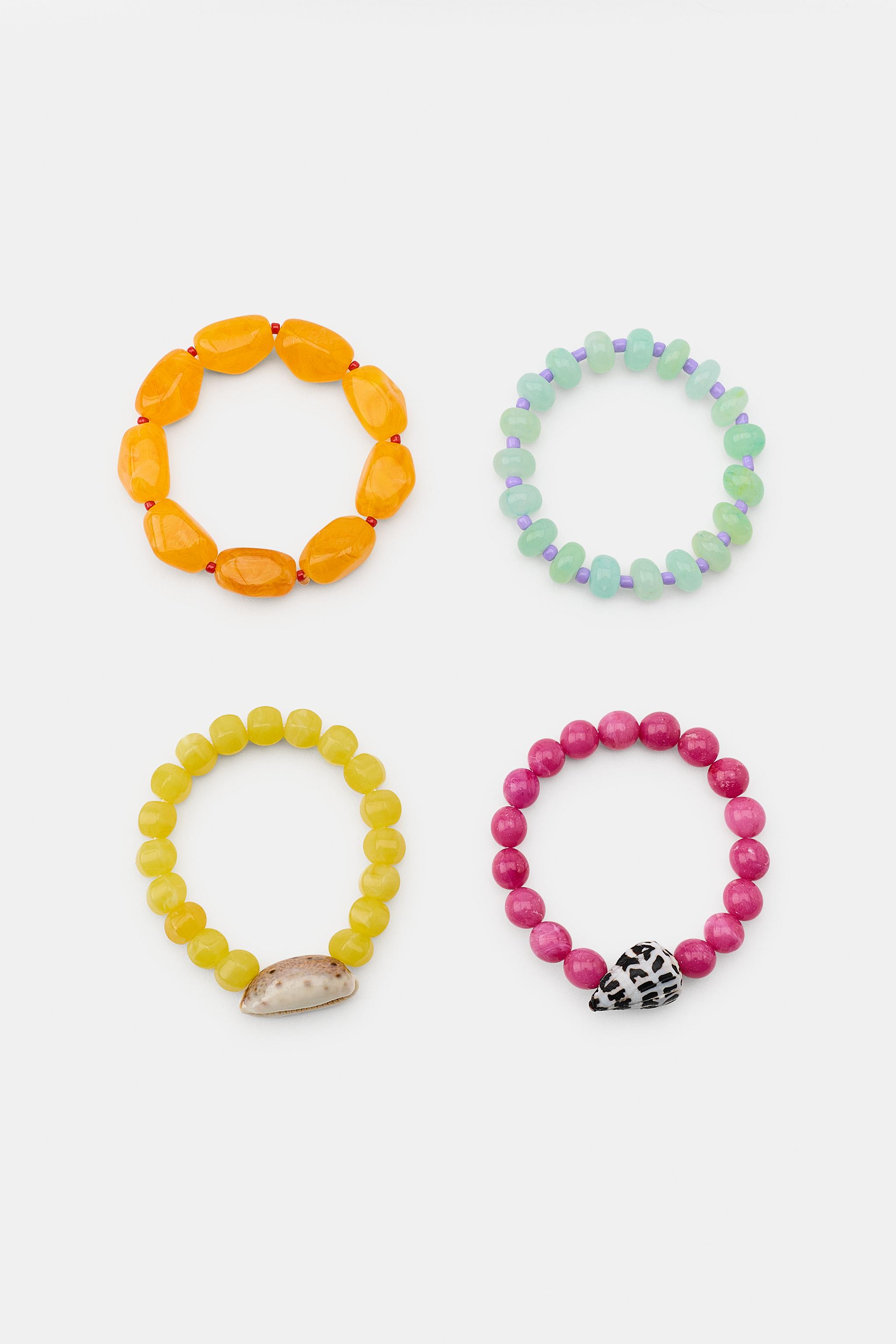 LOT DE 4 BRACELETS BOULES COQUILLAGES